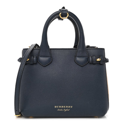 Burberry Grainy Calfskin House Check Baby Banner Tote Ink Blue 1 of 9