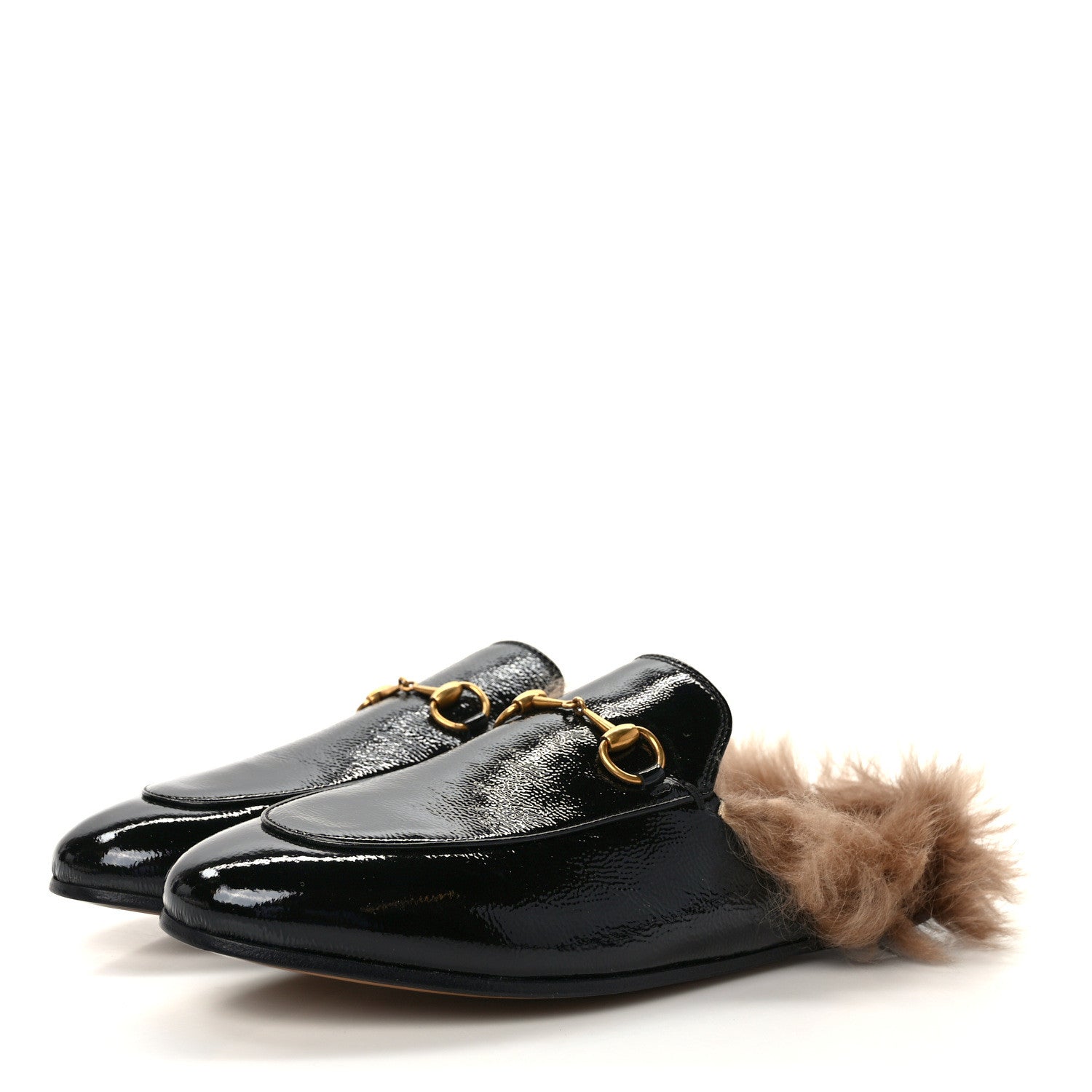 Gucci Patent Fur Womens Princetown Slippers 39.5 Black 3 of 7