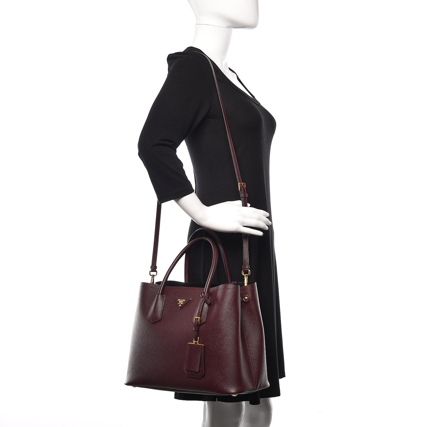 Saffiano Cuir Medium Double Bag Granato