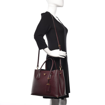 Prada Saffiano Cuir Medium Double Bag Granato 3 of 10
