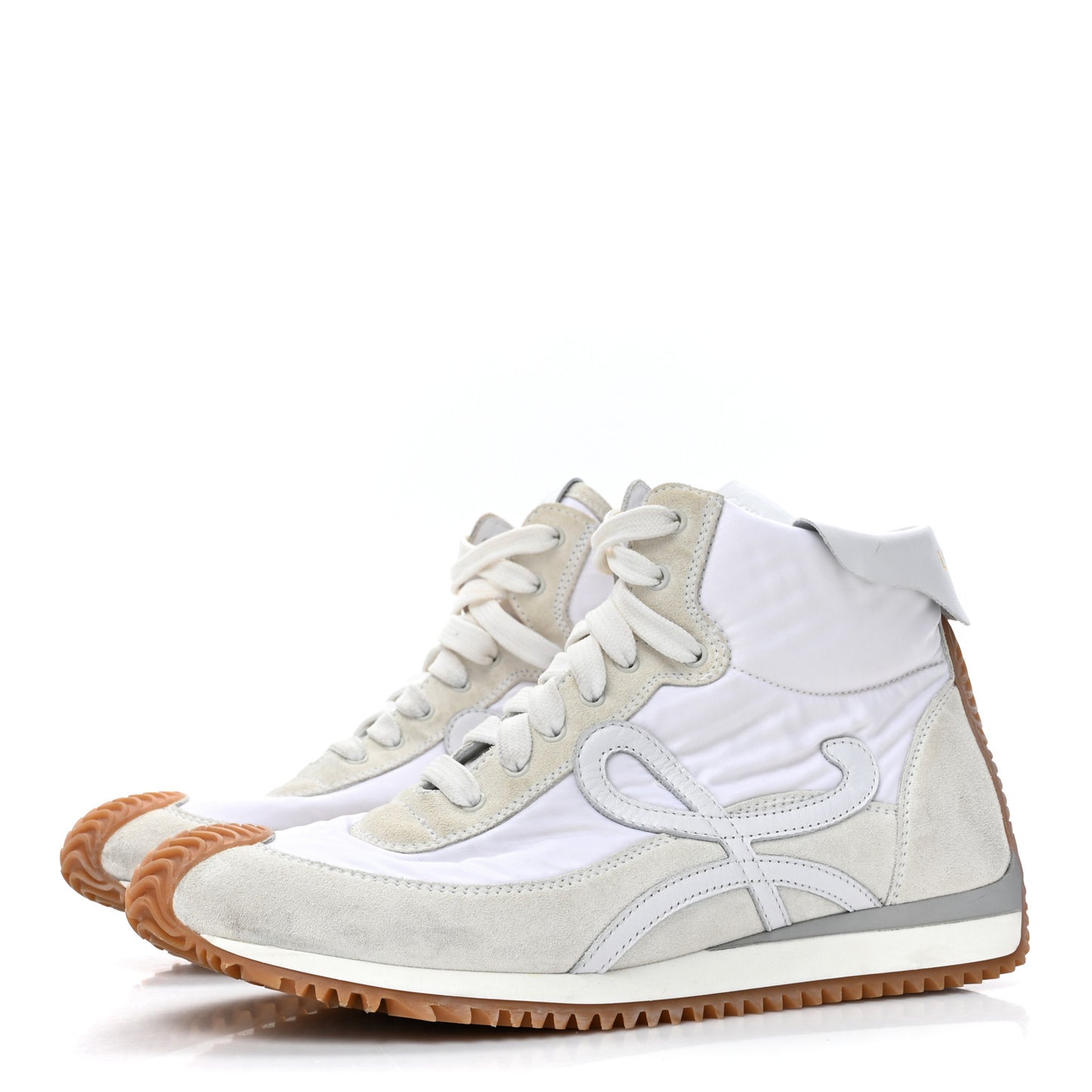 Nylon Suede Flow Runner High Top Sneakers 38 White