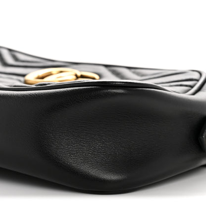 Gucci Calfskin Matelasse Small GG Marmont Chain Shoulder Bag Black 10 of 12