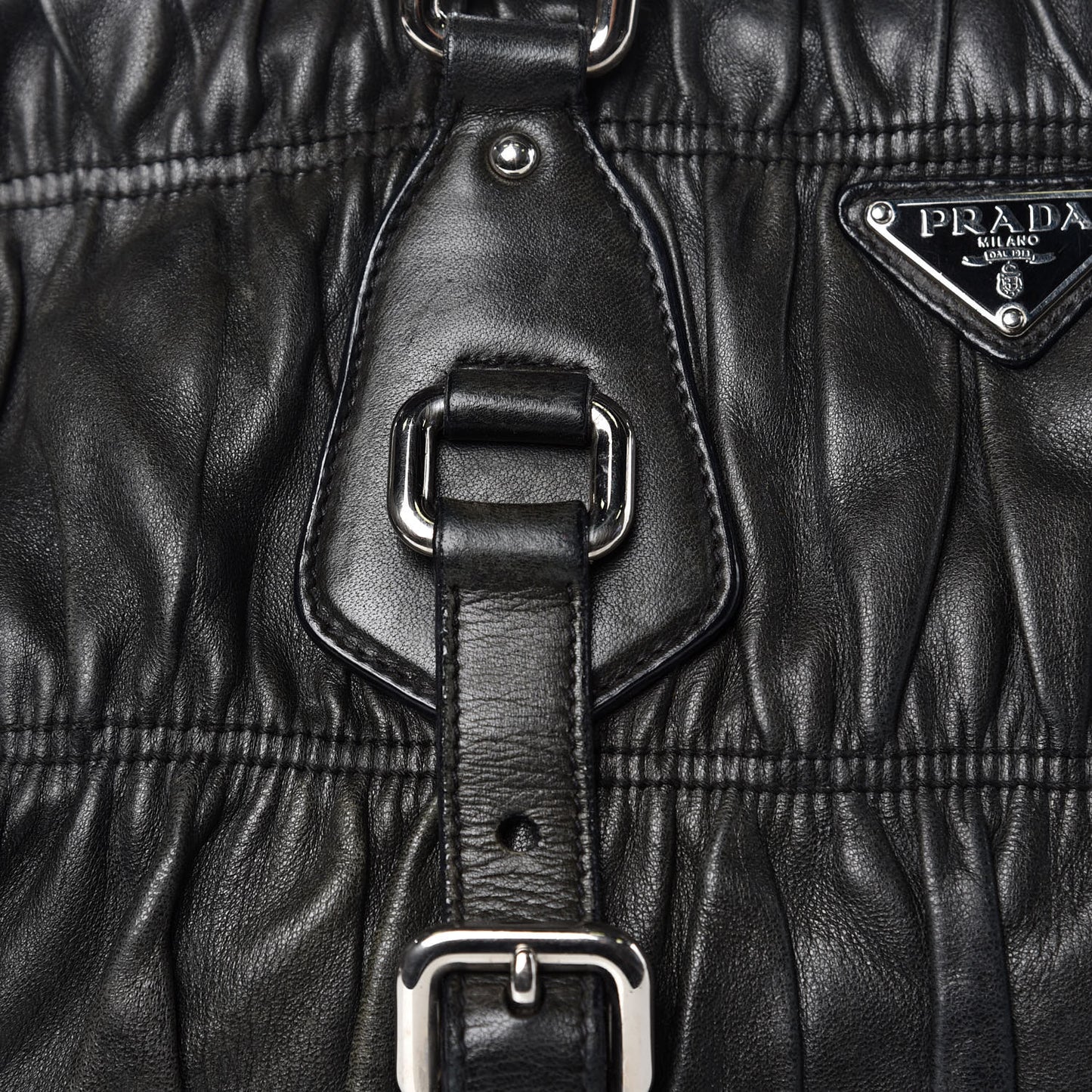Nappa Gaufre Shopping Satchel Black