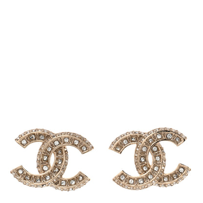 Chanel Crystal Timeless CC Earrings Light Gold 1 of 5