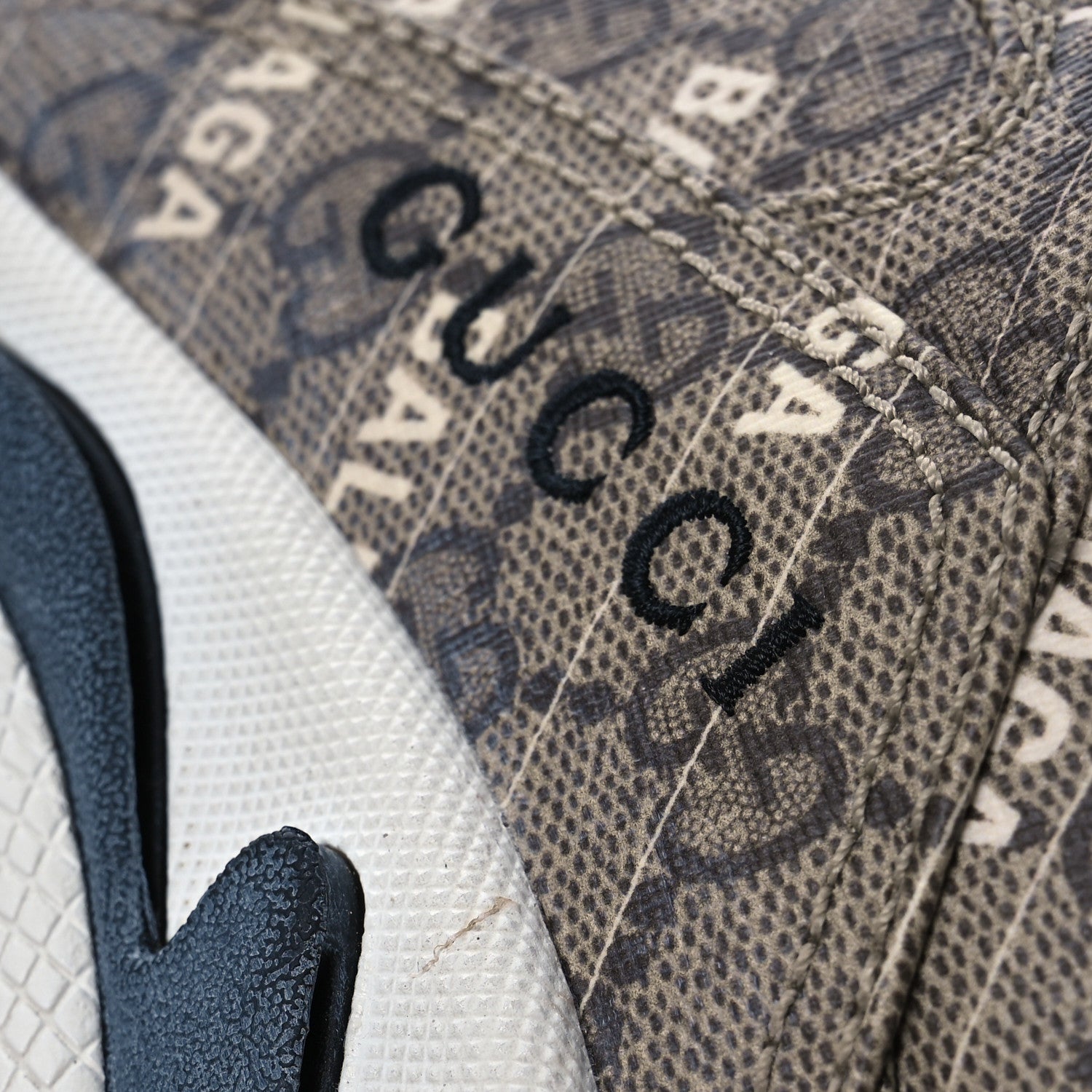 Balenciaga X GUCCI GG Supreme Monogram Allover Logo Womens Triple S Sneakers 37 Beige Ebony Mystic White 14 of 15