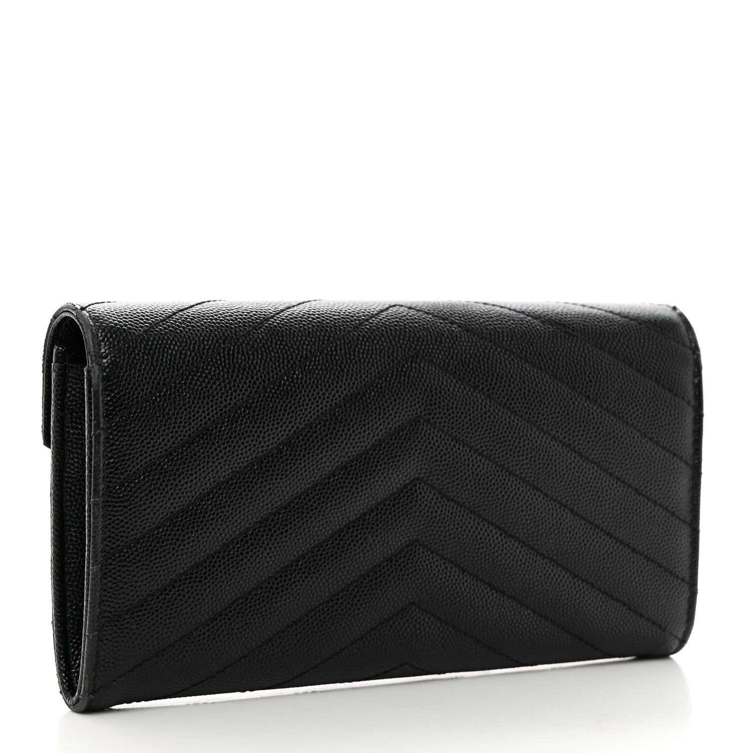 Saint Laurent SAINT LAURENT Grain De Poudre Matelasse Chevron Monogram Flap Wallet Black 3 of 7