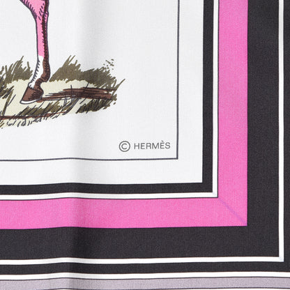 Hermes Silk Couvertures Et Tenues de Jour Scarf 140 Gris Perle Fuchsia Black 3 of 6