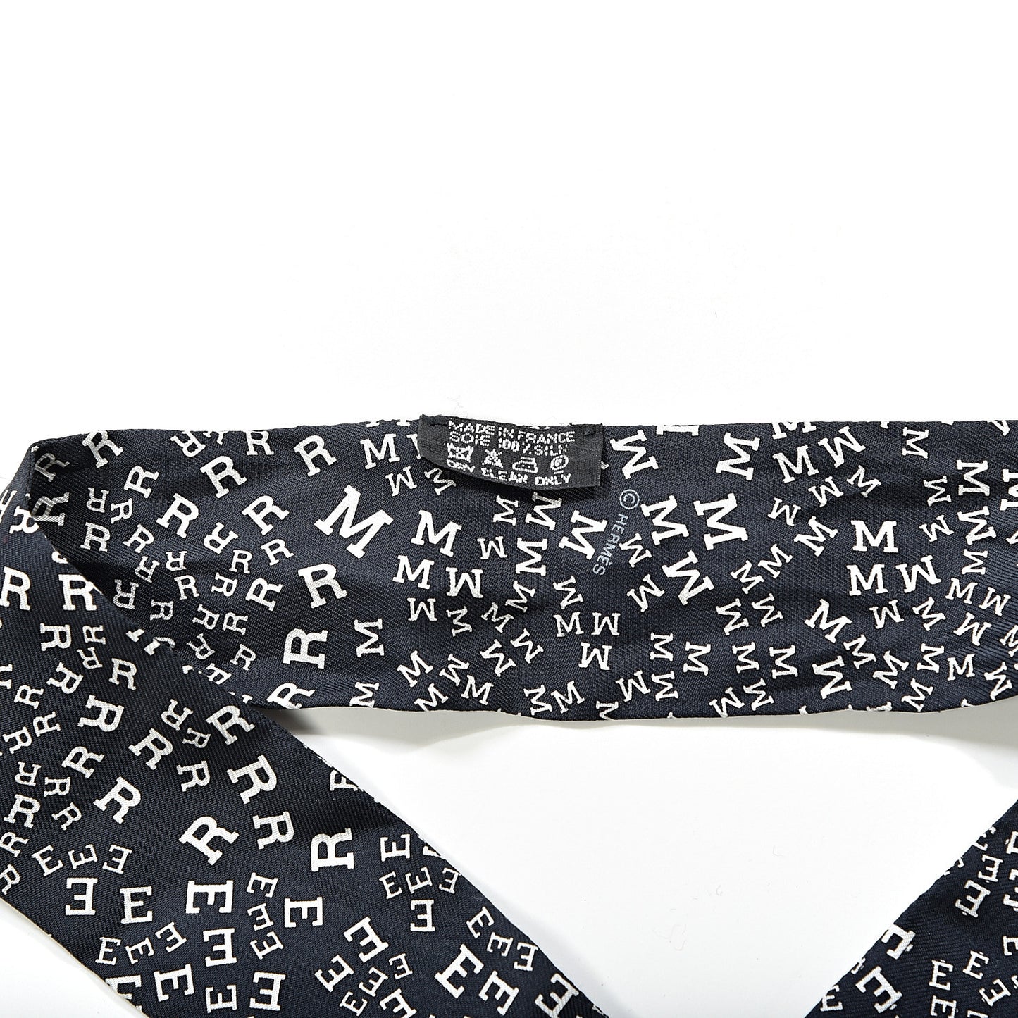 Silk Scattered Letters Twilly Black