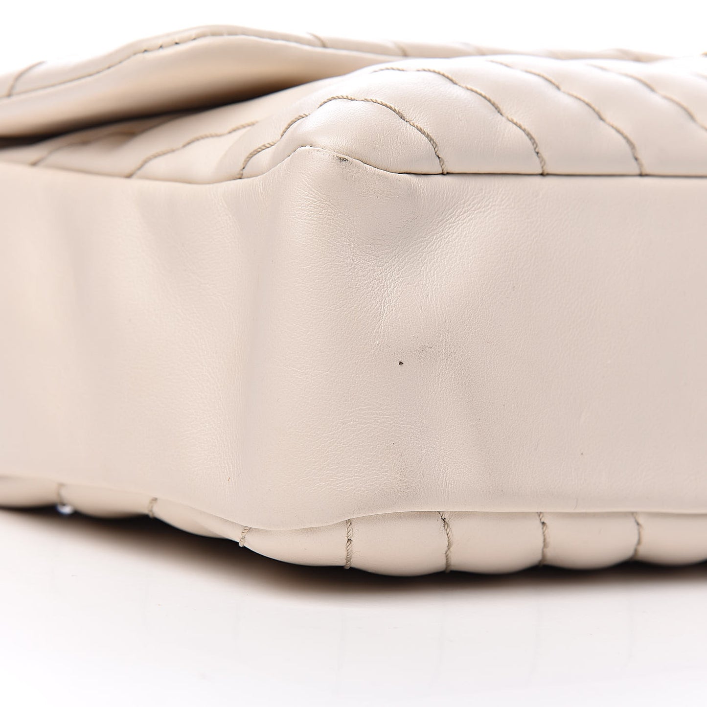 Calfskin Surpique Chevron Large Flap Beige