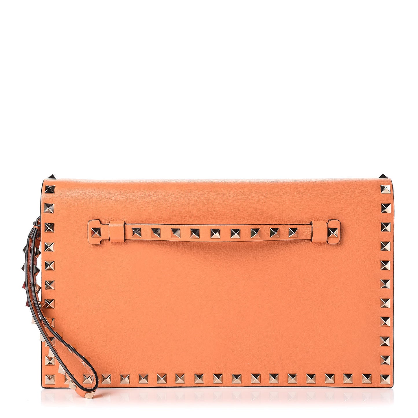 Nappa Rockstud Wristlet Clutch Melon Sorbet