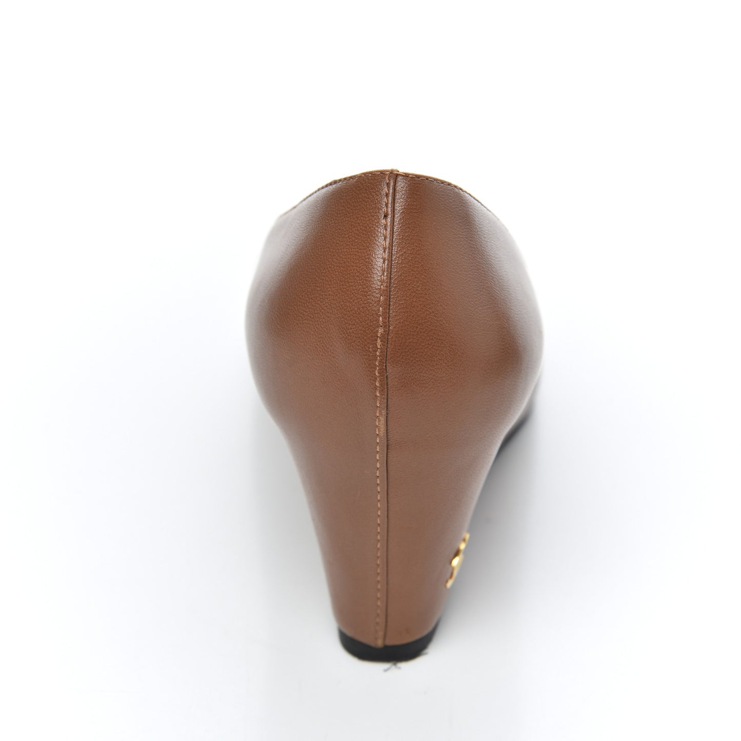 Lambskin Cap Toe Wedges 36 Brown Black