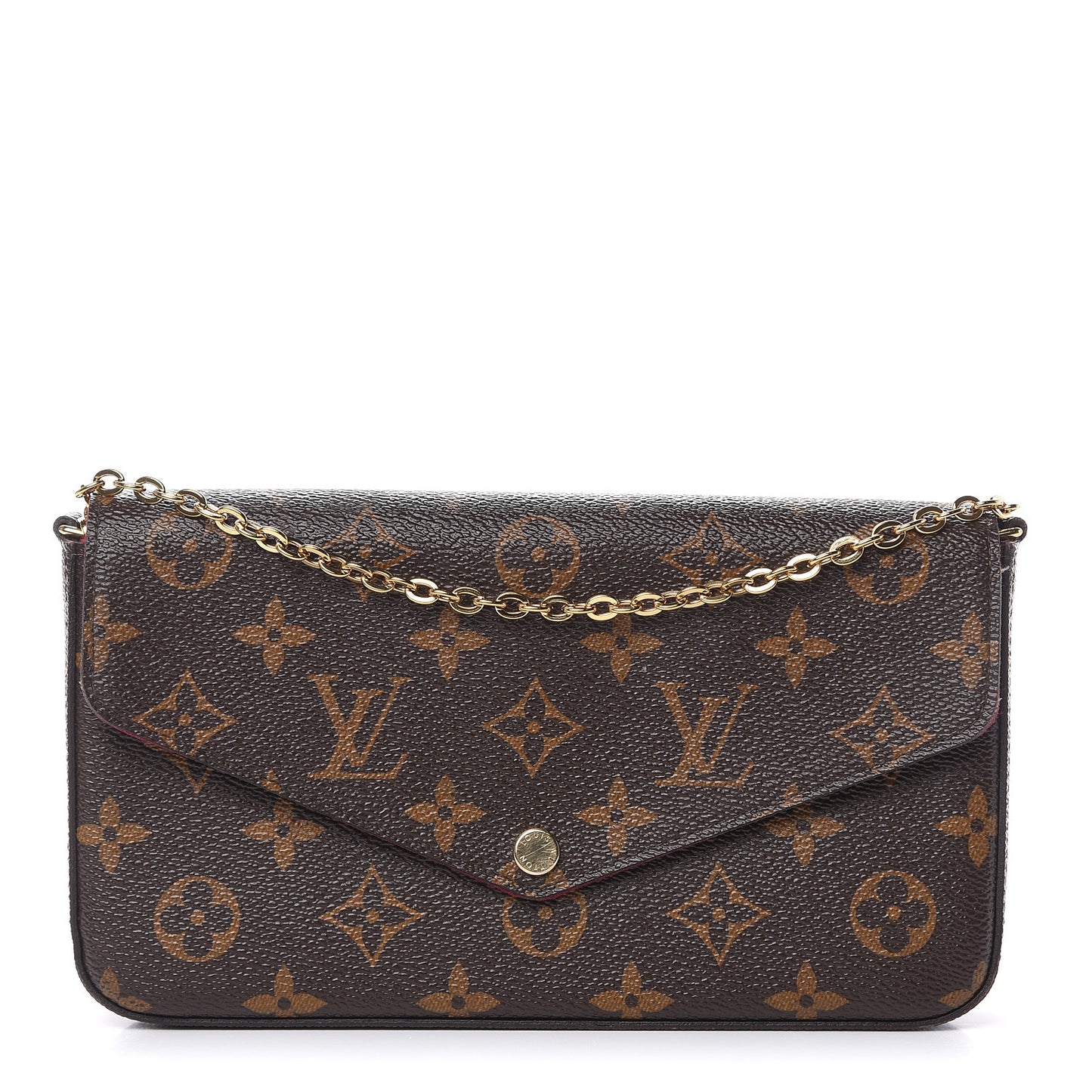Monogram Pochette Felicie Chain Wallet Fuchsia