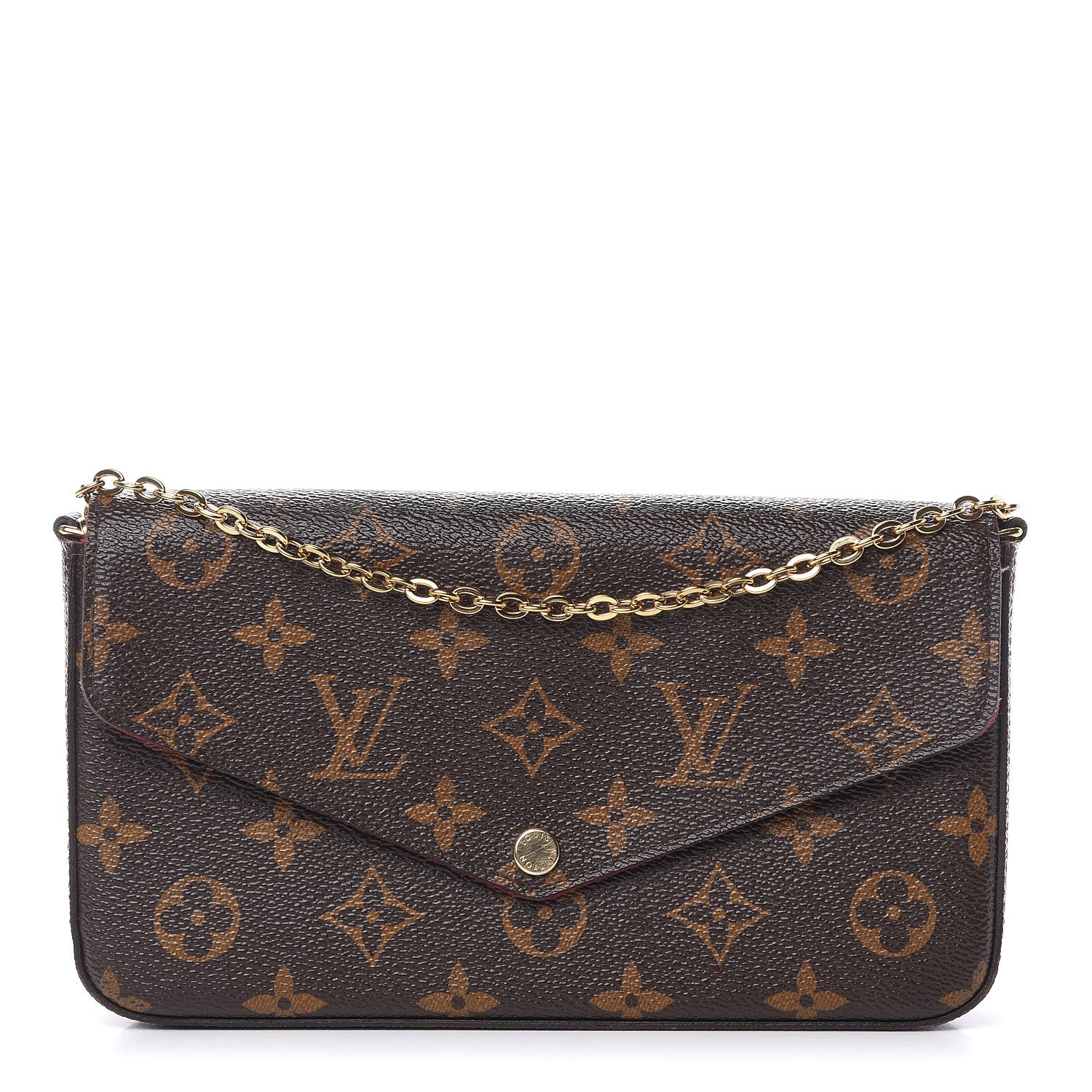 Louis Vuitton Monogram Pochette Felicie Chain Wallet Fuchsia 1 of 15