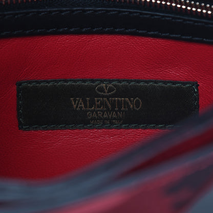 Valentino Garavani Nappa Canvas Camouflage Rockstud Wristlet Clutch Red Black 6 of 8