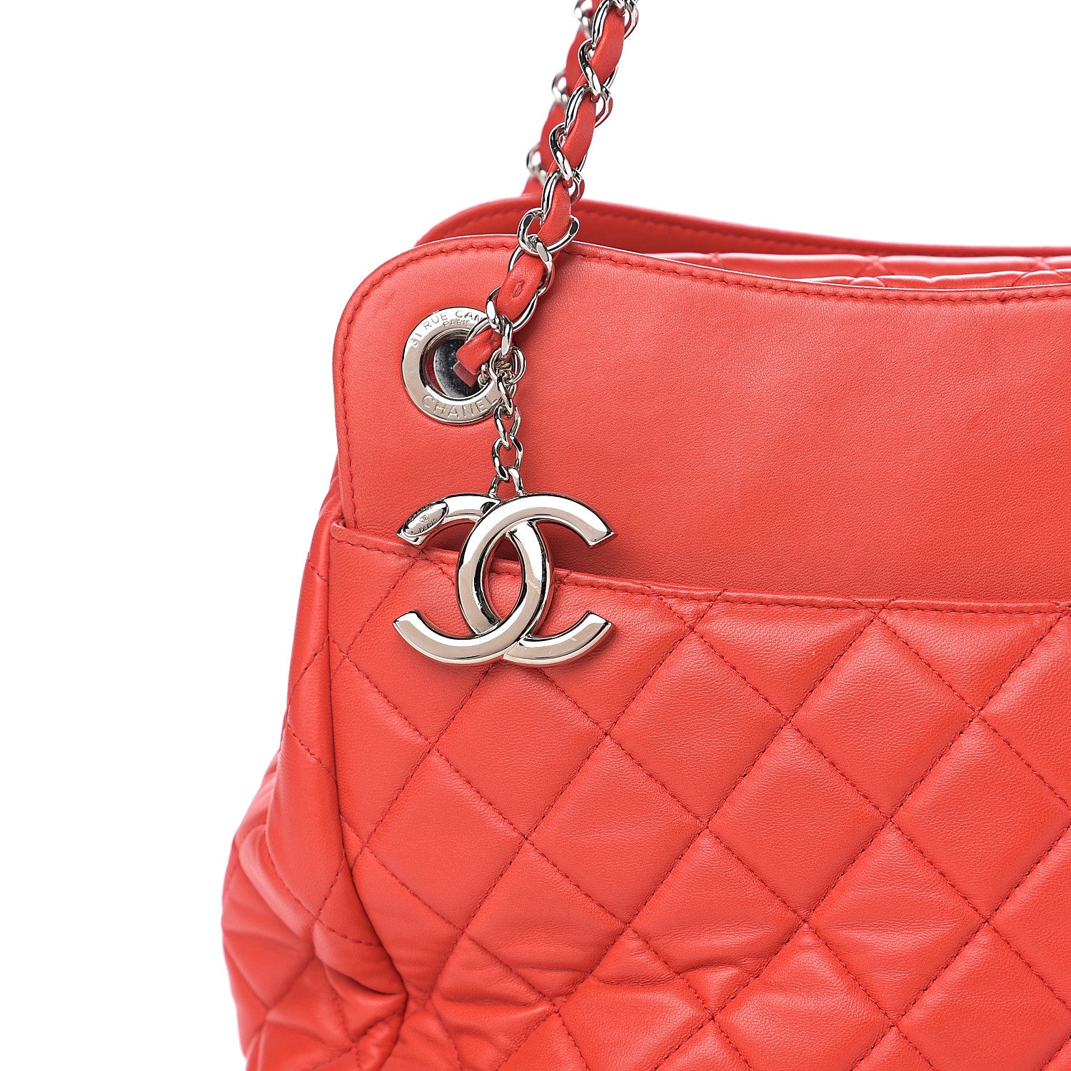 Chanel Lambskin Quilted Large 7 Tote Red 8 of 17
