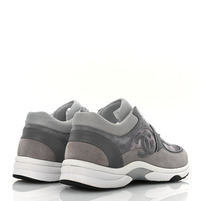 Chanel Fabric Suede Calfskin CC Sneakers 40 Dark Grey Grey 5 of 11