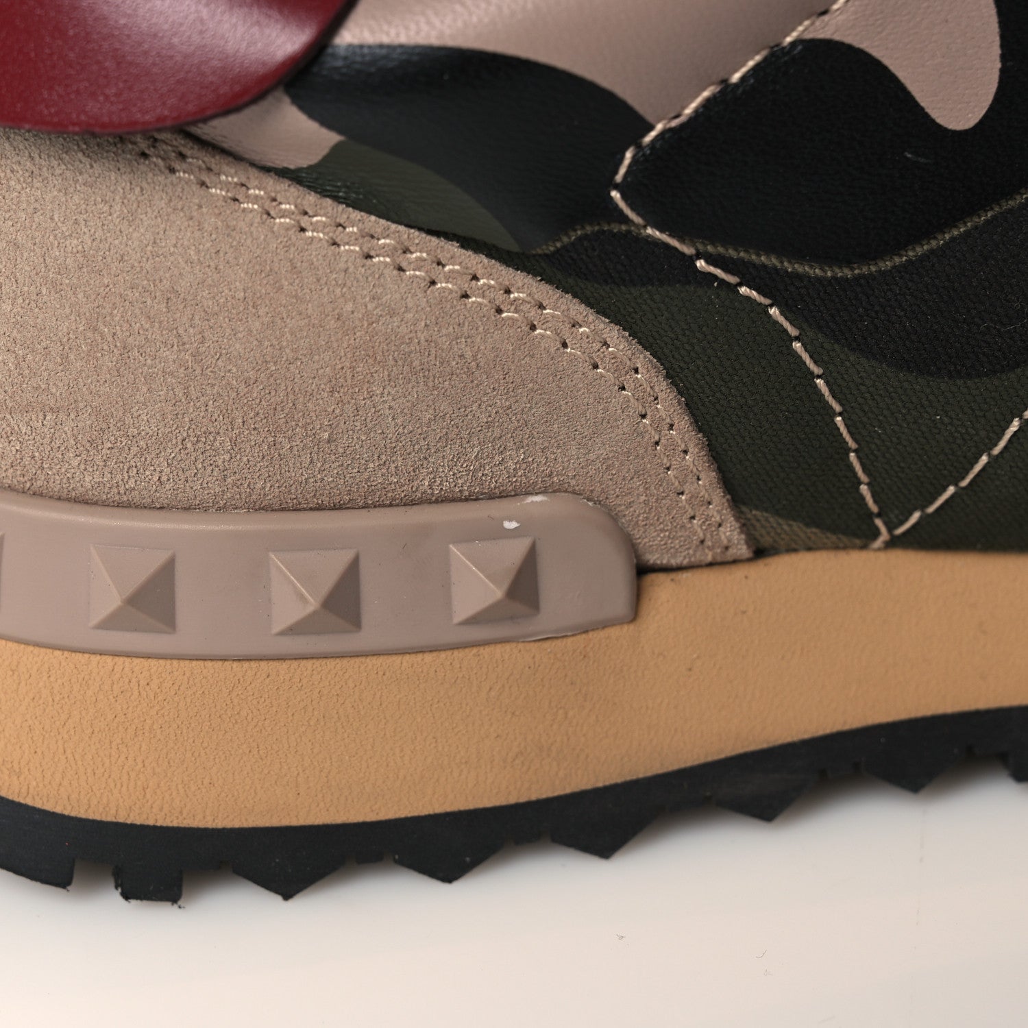 Valentino Garavani Nappa Suede Camouflage Womens Rockrunner Sneakers 38.5 Army Green Beige 12 of 13