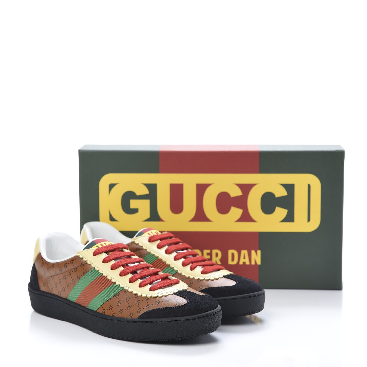 Gucci X DAPPER DAN Calfskin Suede GG Micro Monogram Womens G74 Sneakers 36.5 Black Cuir Burro 8 of 8