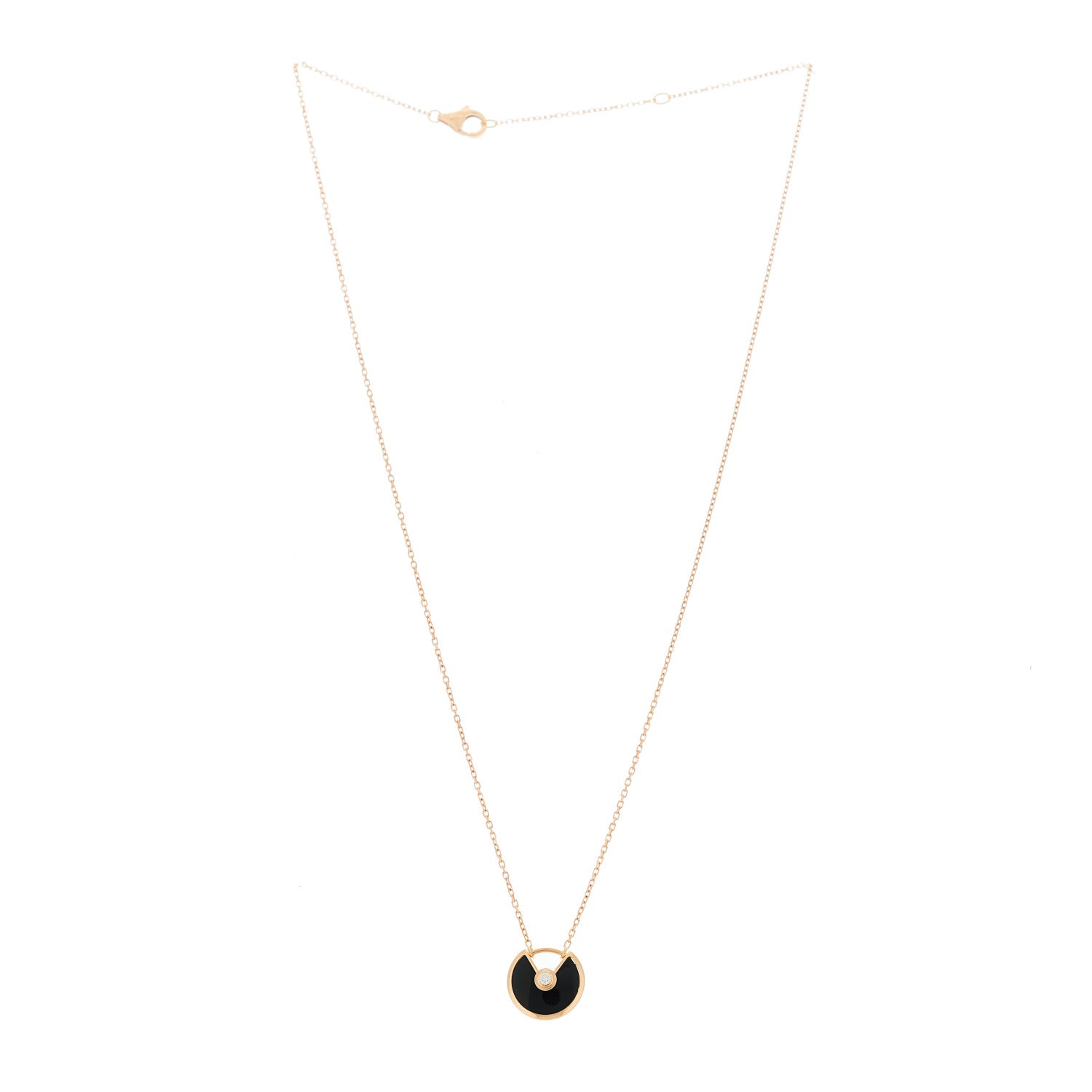 Cartier 18K Pink Gold Diamond Black Onyx XS Amulette de Cartier Pendant Necklace 3 of 6