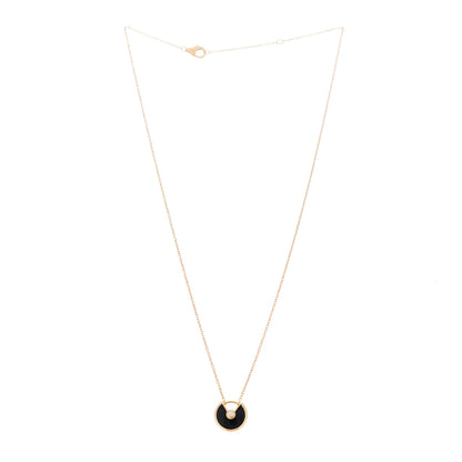 Cartier 18K Pink Gold Diamond Black Onyx XS Amulette de Cartier Pendant Necklace 3 of 6
