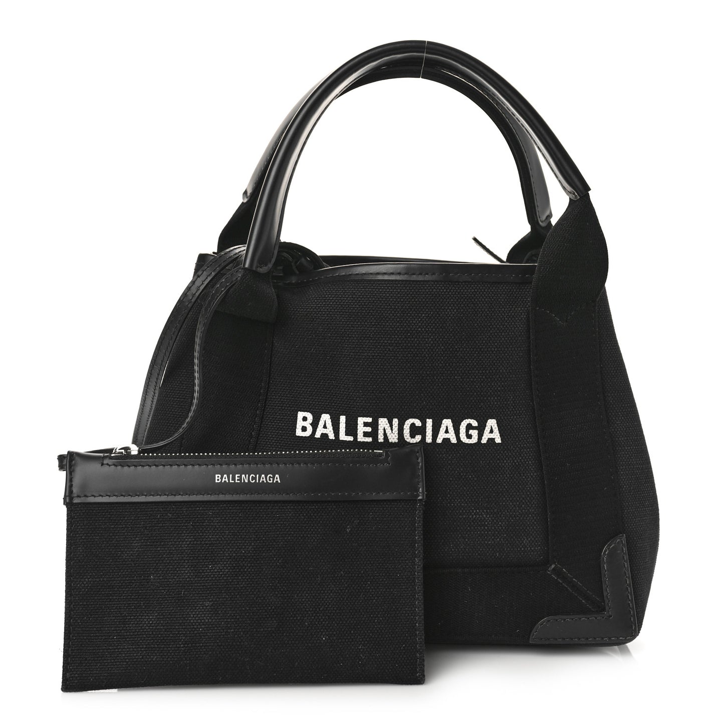 Cotton Canvas Calfskin Navy Cabas XS Black