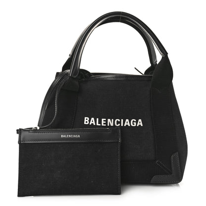 Balenciaga Cotton Canvas Calfskin Navy Cabas XS Black 1 of 10