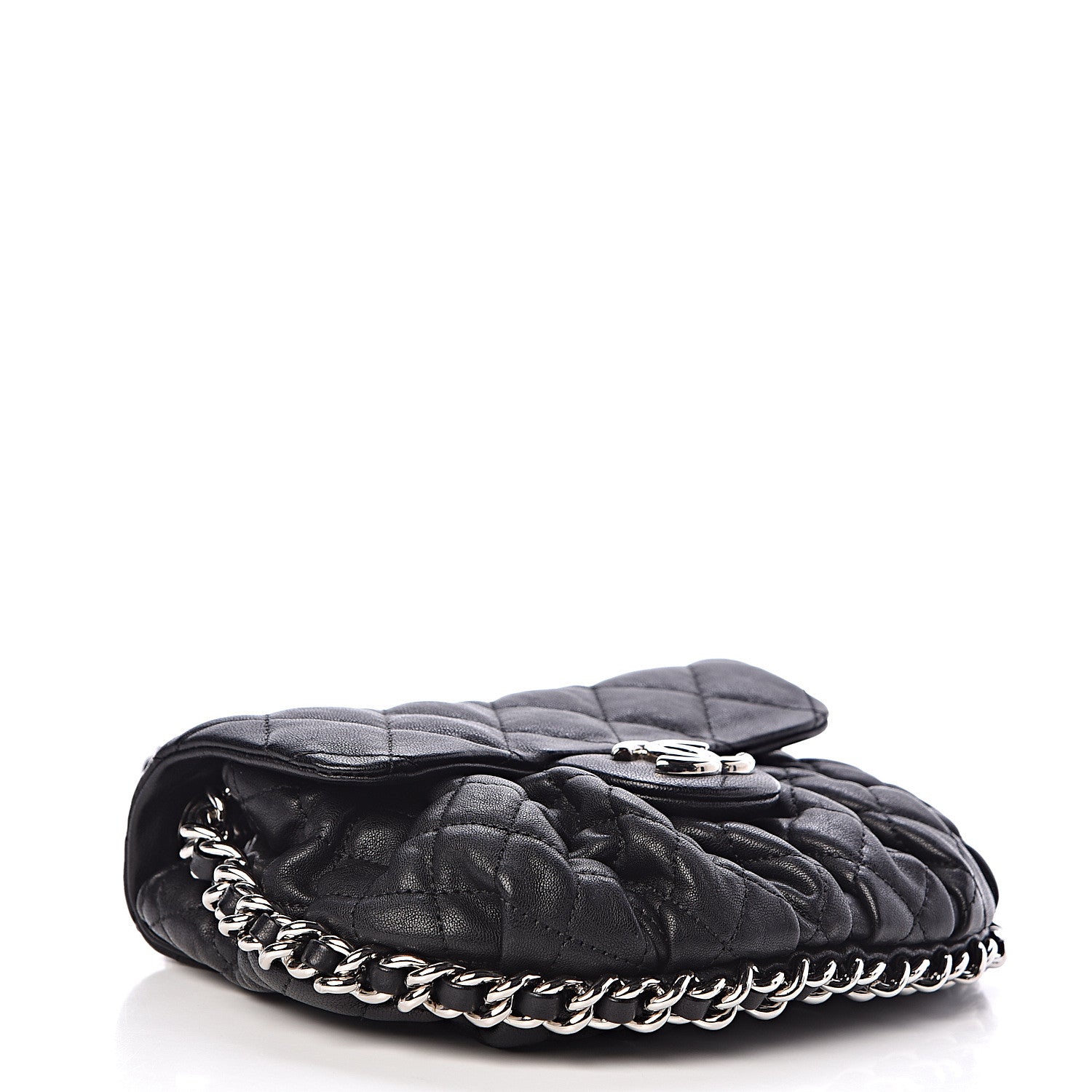 Chanel Washed Lambskin Quilted Mini Chain Around Flap Black 4 of 11
