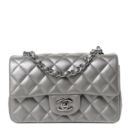 Chanel Metallic Lambskin Quilted Mini Rectangular Flap Silver 1 of 10