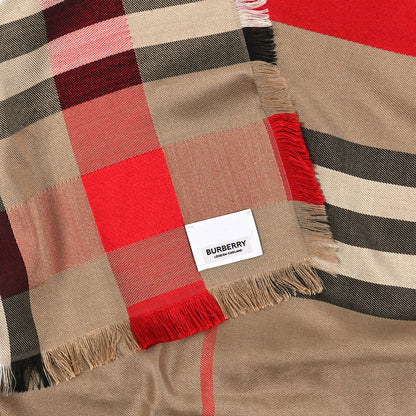 Burberry Wool Silk Giant Check Ribbon Scarf Archive Beige 3 of 3