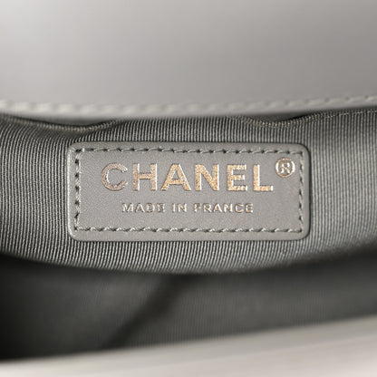 Chanel Iridescent Lambskin Quilted Small Chain Around Boy Flap Grey 6 of 10