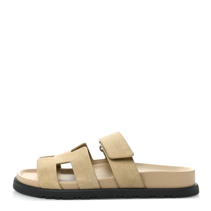 Hermes Suede Goatskin Womens Chypre Sandals 36 Beige Lin 1 of 10