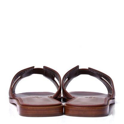 Hermes Box Calfskin Oran Sandals 37.5 Gold 4 of 6