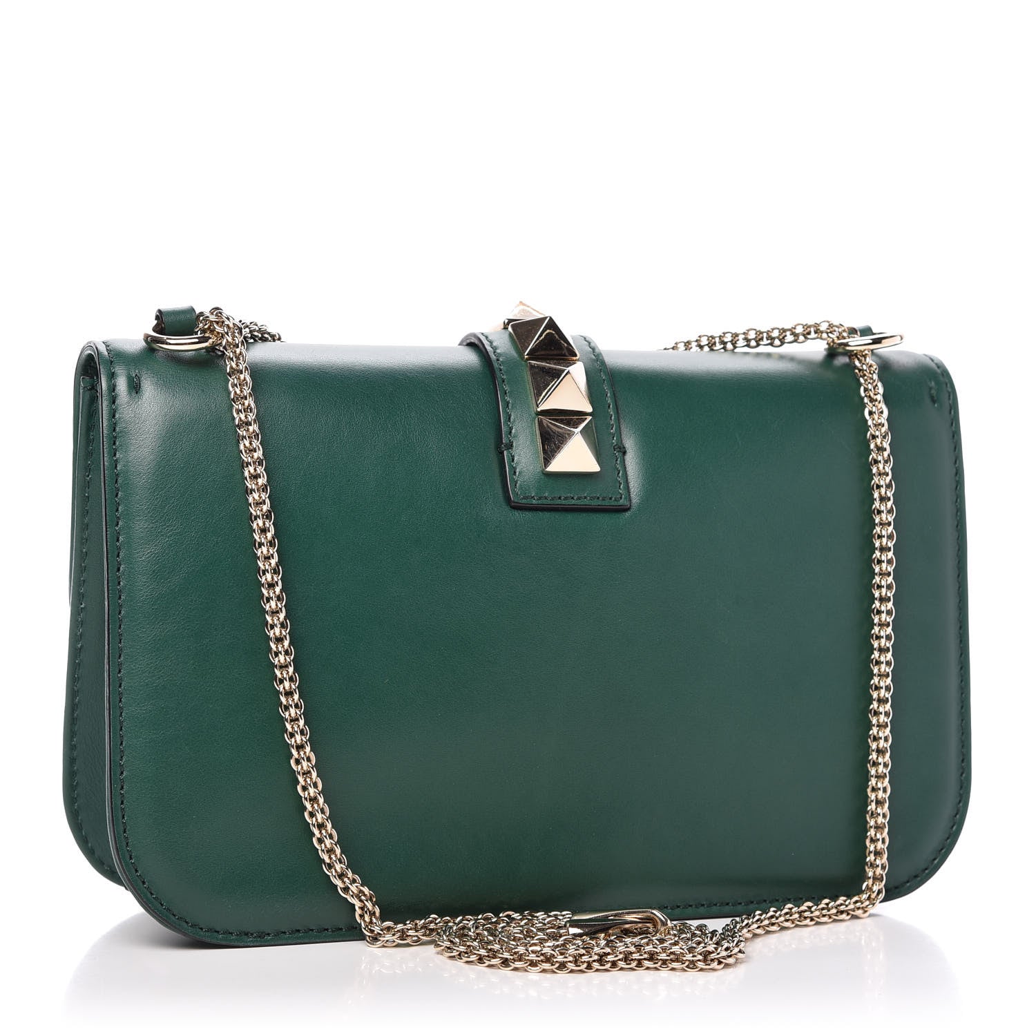 Valentino Garavani Vitello Medium Glam Lock Rockstud Flap Smeraldo 3 of 10