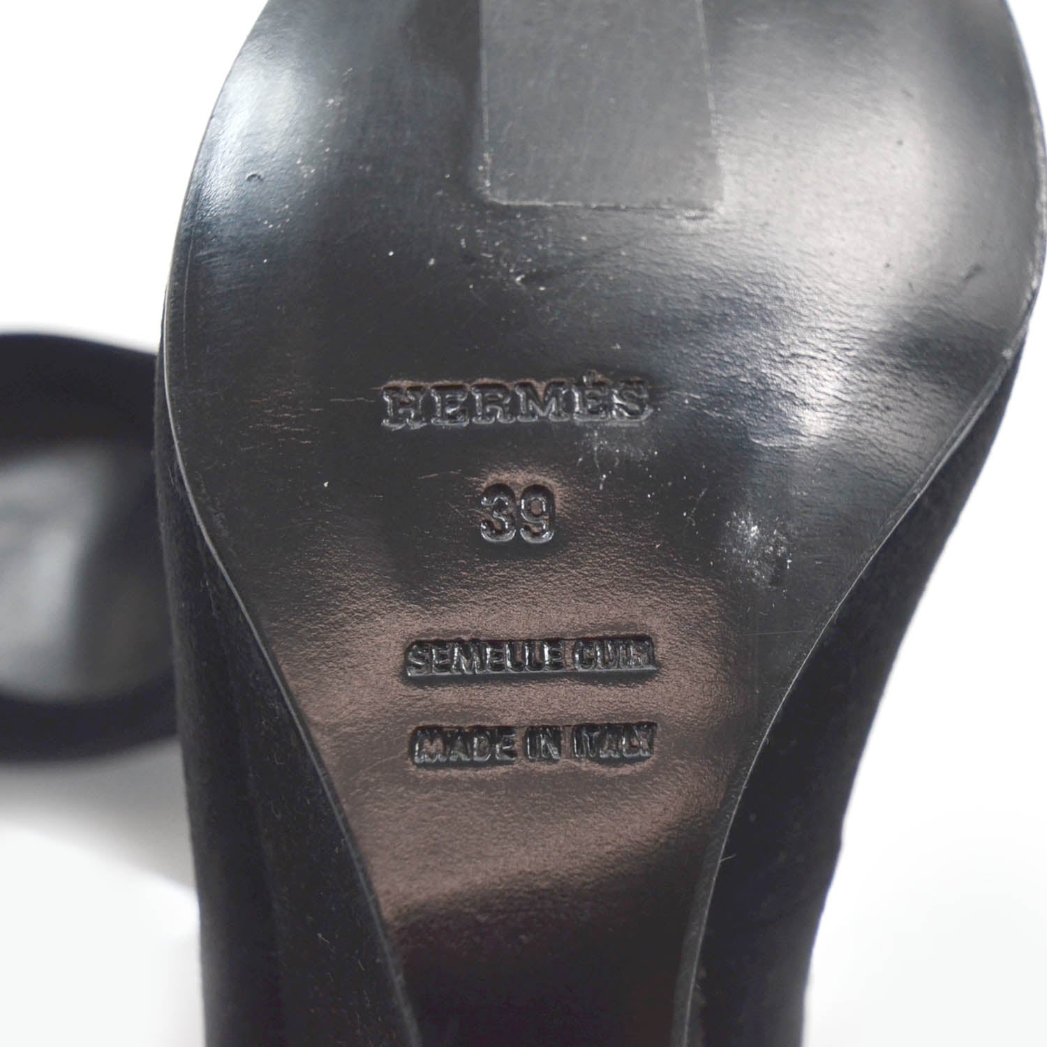 Hermes Veau Doblis Suede Wedges 39 Black 5 of 13