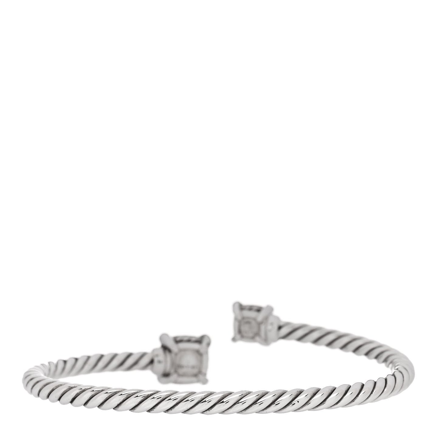 Sterling Silver 18K Yellow Gold Diamond 4mm Chatelaine Bypass Bracelet