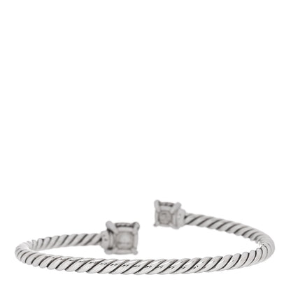 David Yurman Sterling Silver 18K Yellow Gold Diamond 4mm Chatelaine Bypass Bracelet 2 of 3