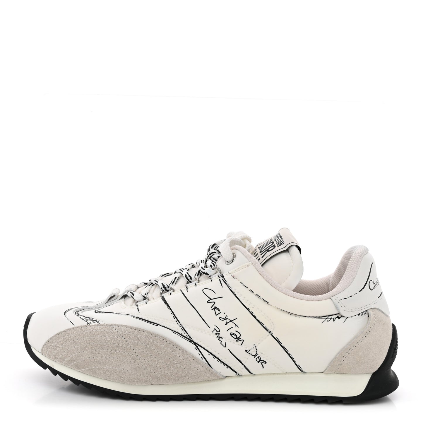 Calfskin Nylon Womens D-Sketch Sneakers 39 White