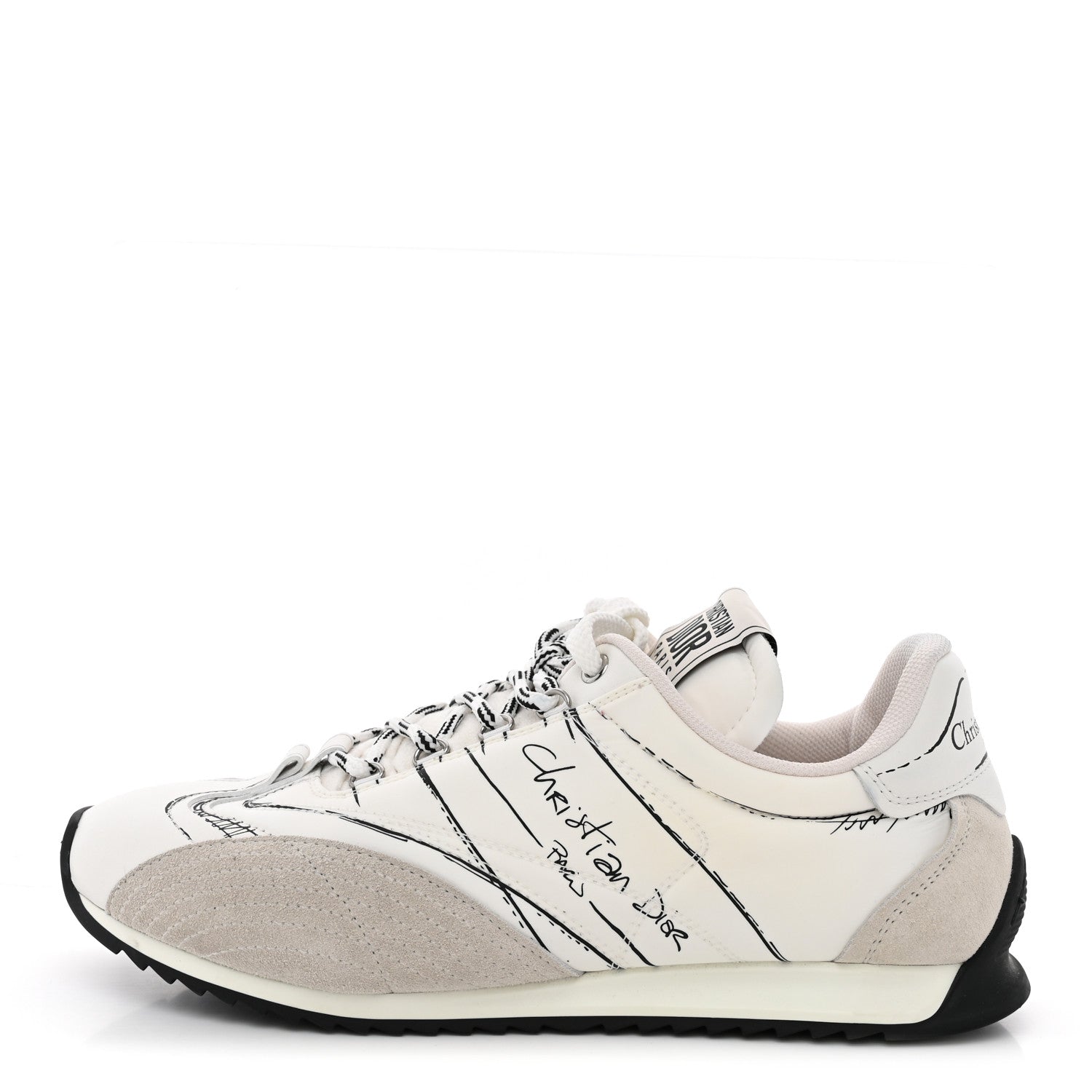 Christian Dior Calfskin Nylon Womens D-Sketch Sneakers 39 White 1 of 11