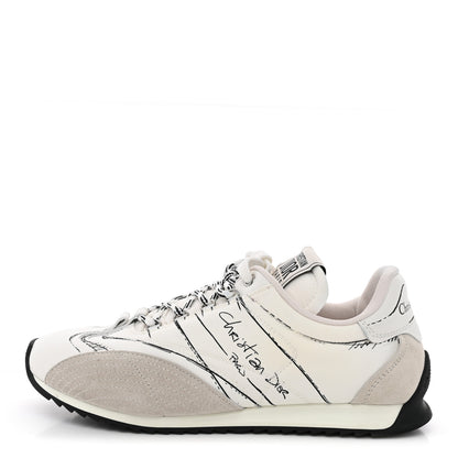 Christian Dior Calfskin Nylon Womens D-Sketch Sneakers 39 White 1 of 11