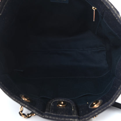 Chanel Lurex Canvas Small Deauville Tote Navy Blue Gold 5 of 10