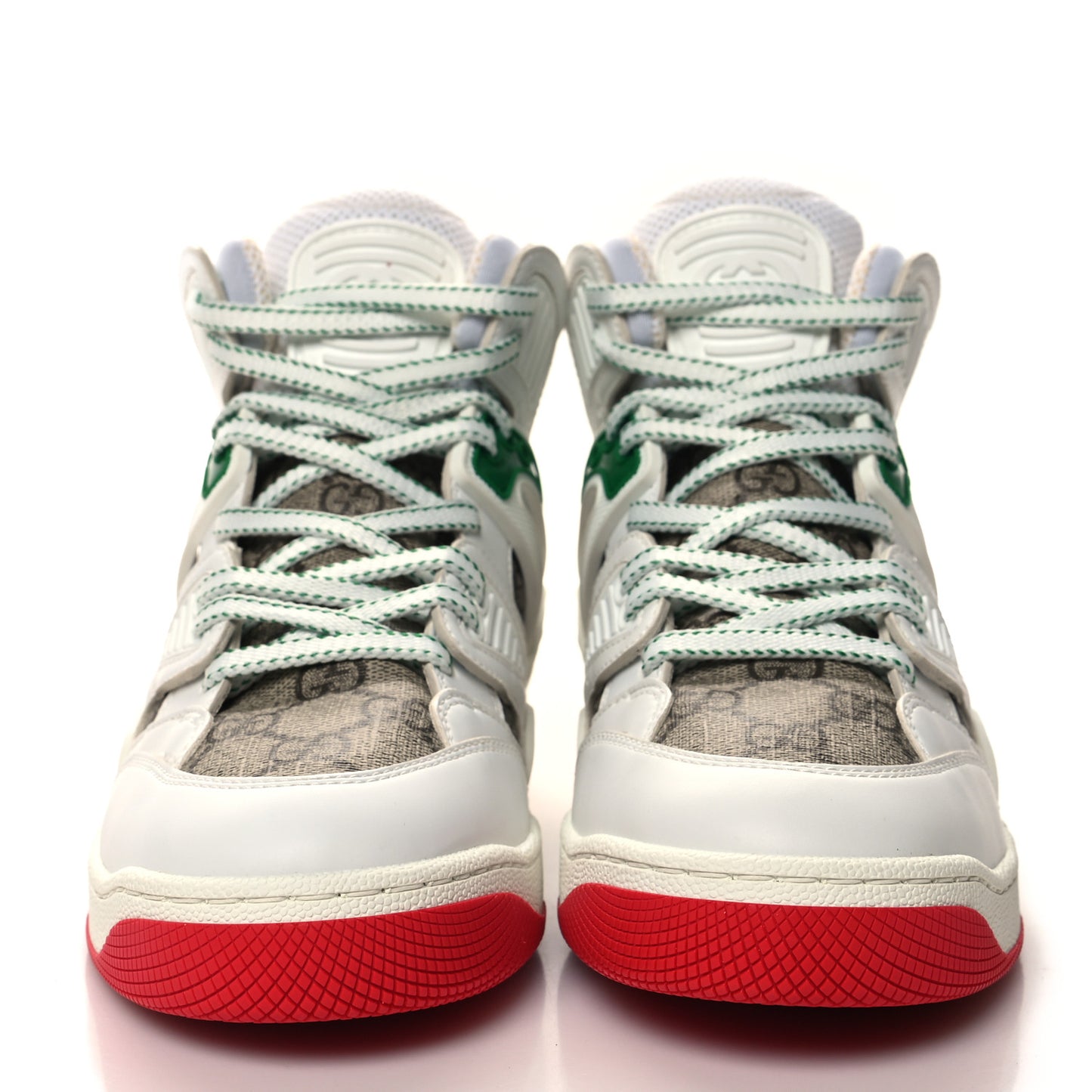 Demetra GG Supreme Monogram Womens Basket High Top Sneakers 35 Great White Beige Ebony