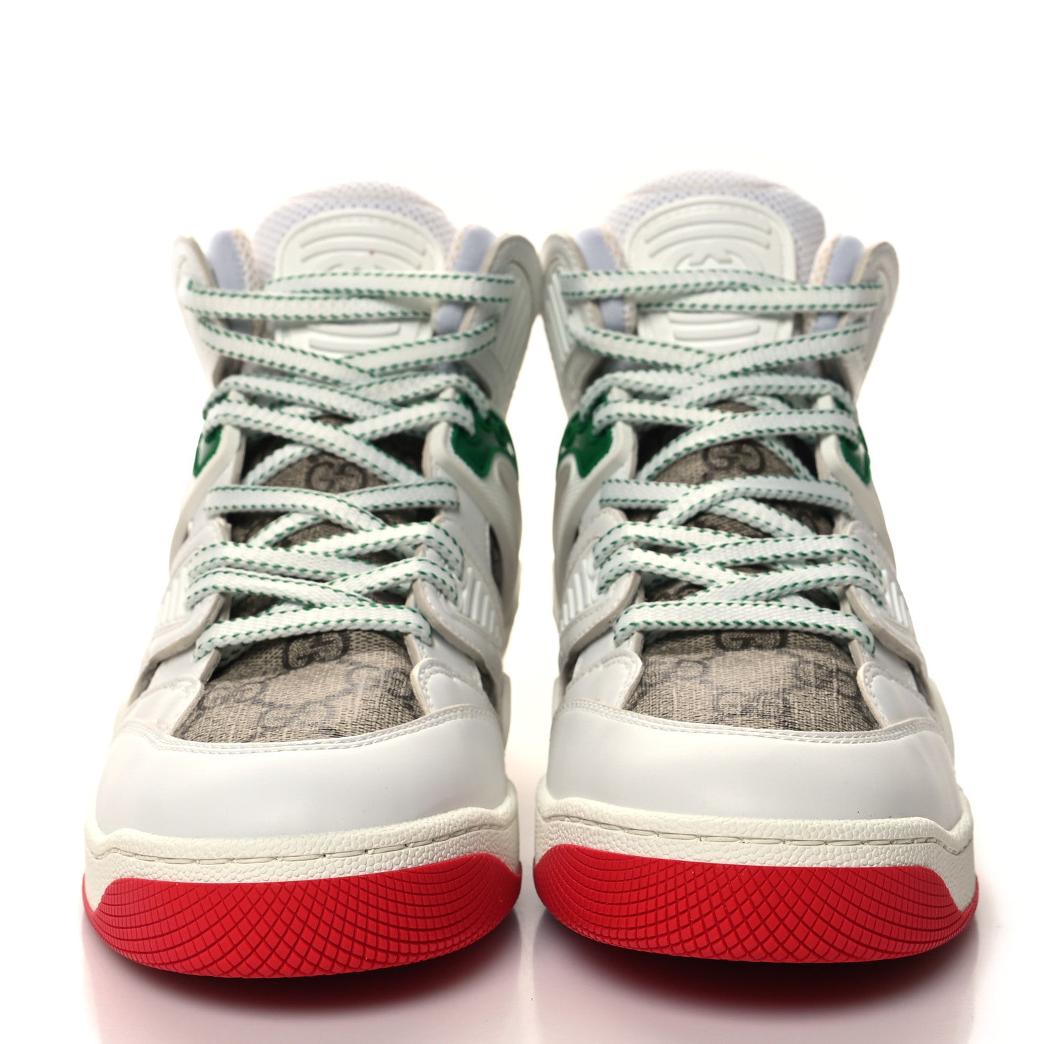 Gucci Demetra GG Supreme Monogram Womens Basket High Top Sneakers 35 Great White Beige Ebony 2 of 9
