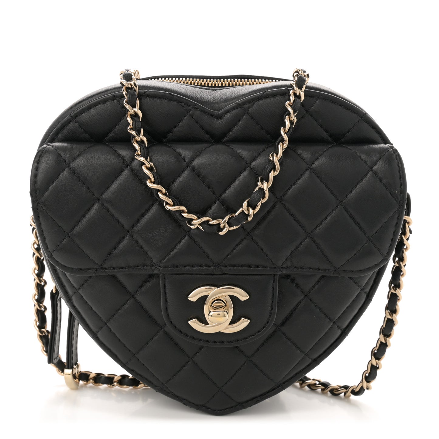 Lambskin Quilted CC In Love Heart Bag Black