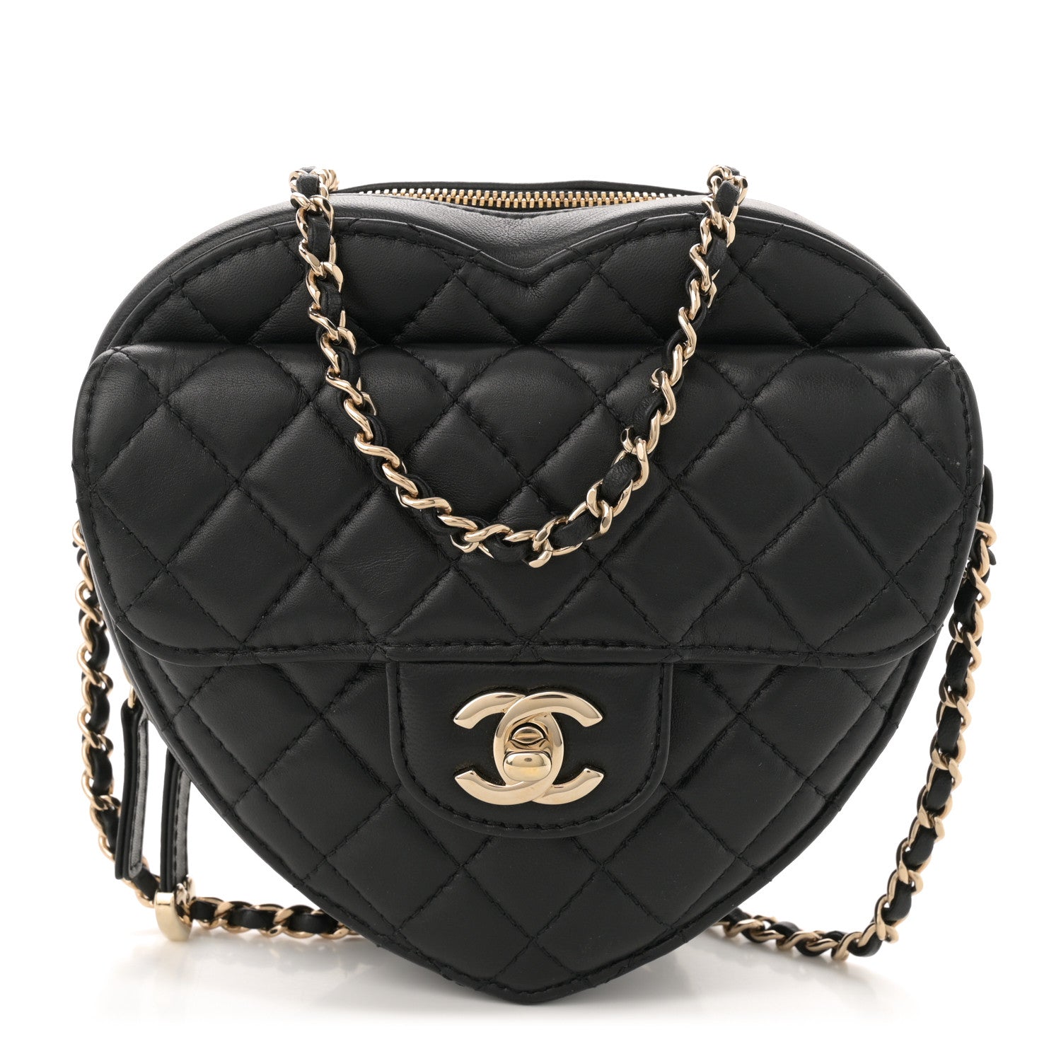 Chanel Lambskin Quilted CC In Love Heart Bag Black 1 of 11