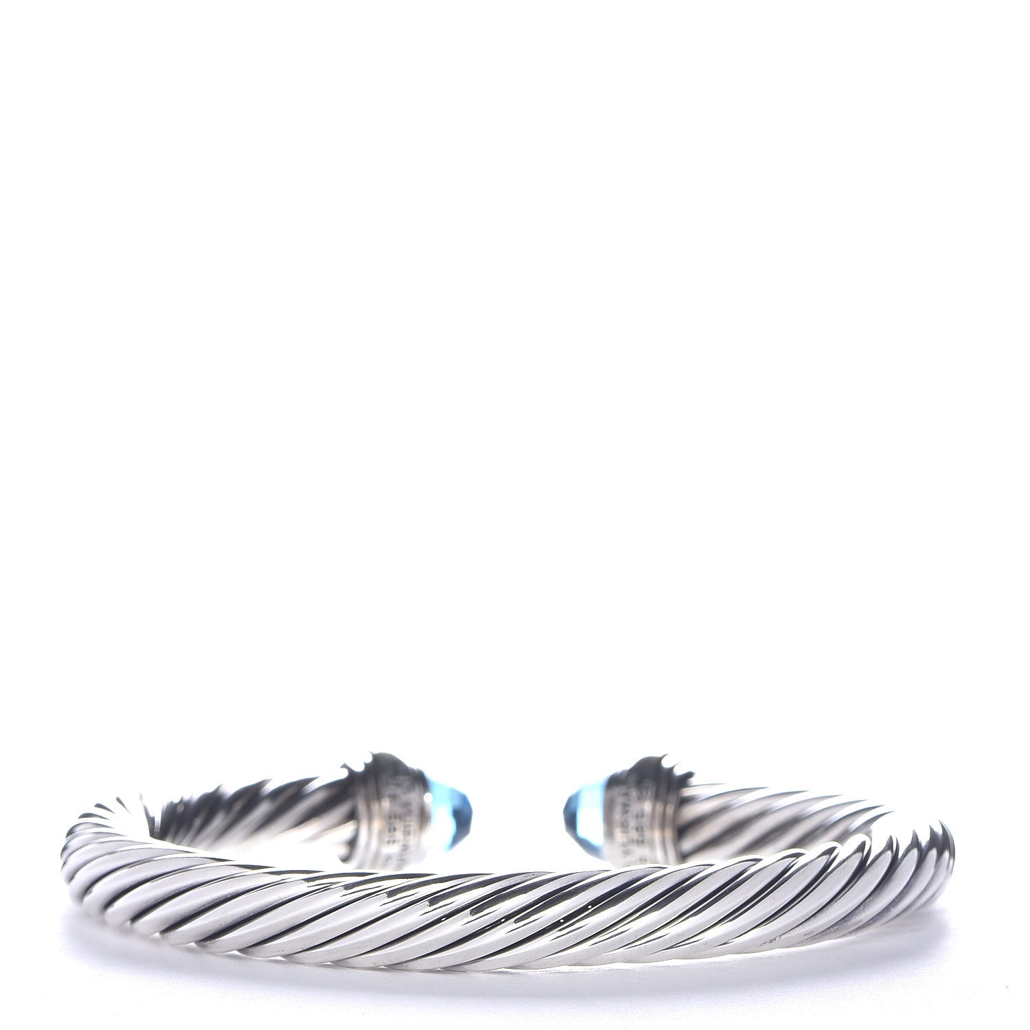 David Yurman Sterling Silver 14K Yellow Gold Blue Topaz 7mm Cable Classics Bracelet 3 of 4