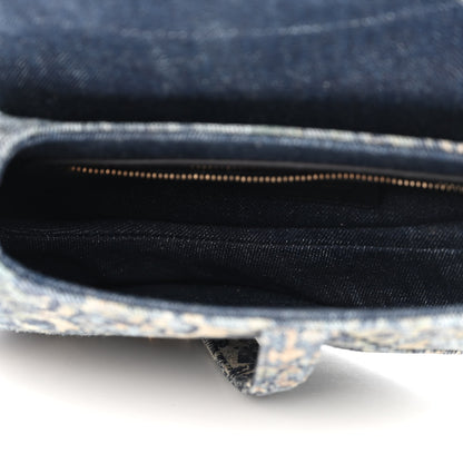 Christian Dior Denim Brocart Embroidered Saddle Bag Blue 5 of 10