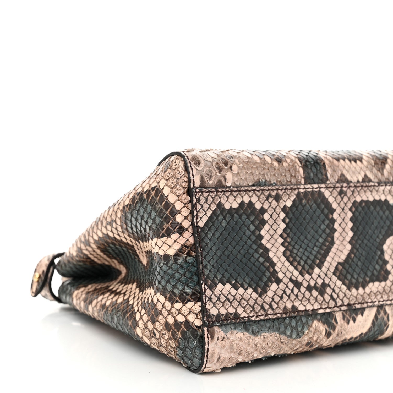 Fendi Snakeskin Mini Peekaboo Iconic Satchel Malachite Carbone 10 of 11