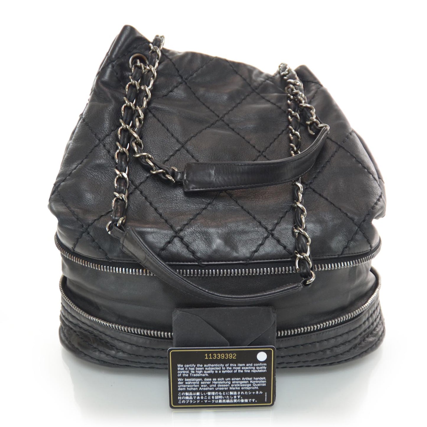 Lambskin Expandable Tote Black
