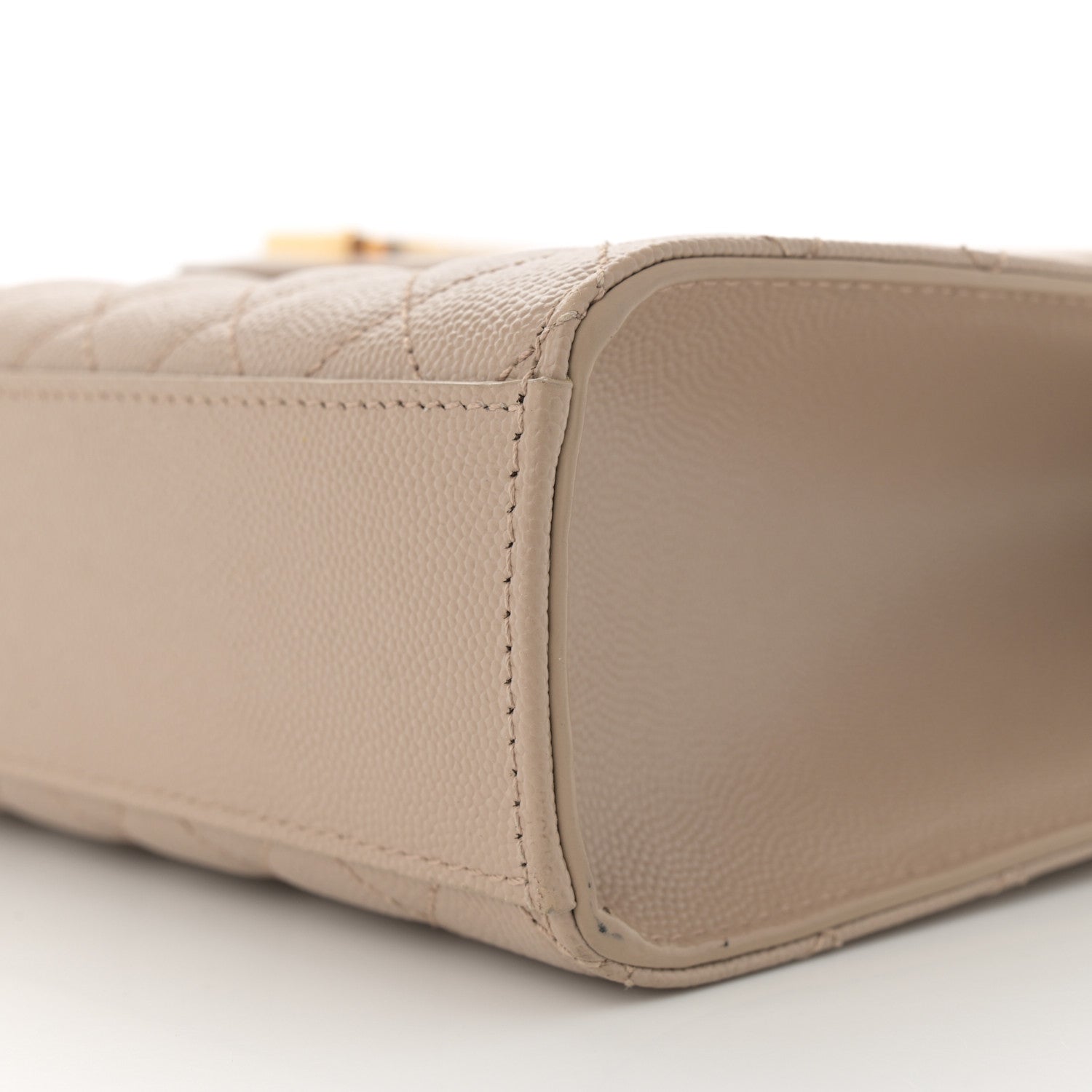 Saint Laurent Grain De Poudre Mixed Matelasse Large Triquilt Monogram Satchel Dark Beige 10 of 11