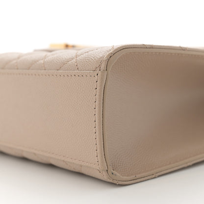 Saint Laurent Grain De Poudre Mixed Matelasse Large Triquilt Monogram Satchel Dark Beige 10 of 11